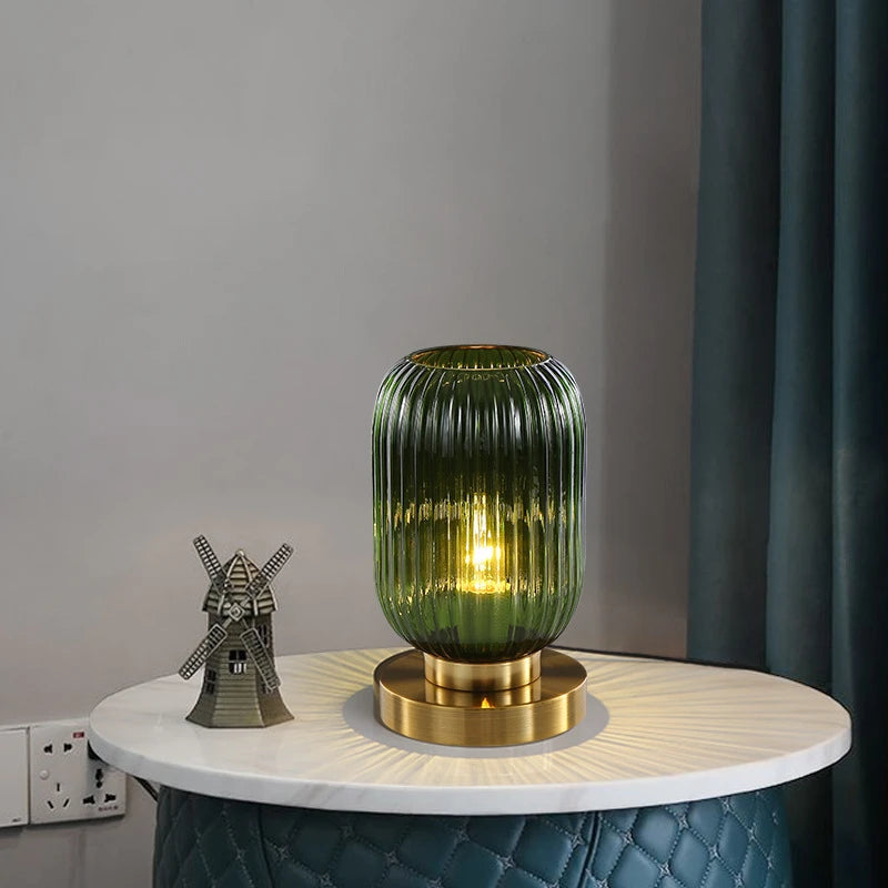 Nordic Glass Table Lamp – Modern Stained Glass Accent Light-2