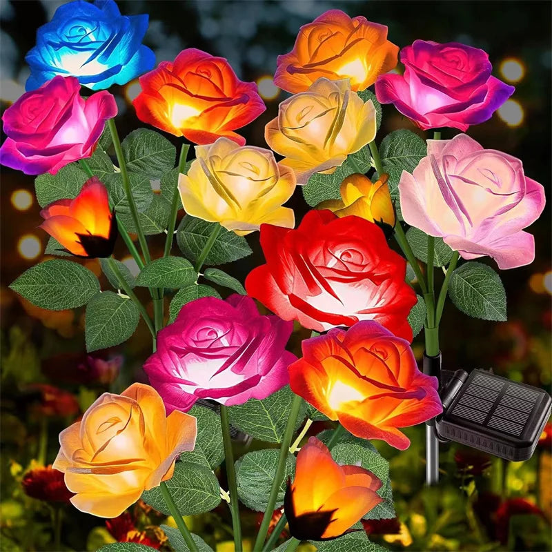 5 Heads Solar Garden Lights - Elegant Flower Design for Outdoor Ambiance, 10+ Hours Illumination 0