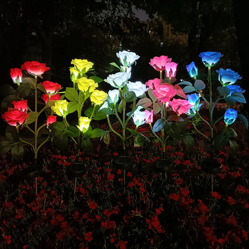 5 Heads Solar Garden Lights - Elegant Flower Design for Outdoor Ambiance, 10+ Hours Illumination 3