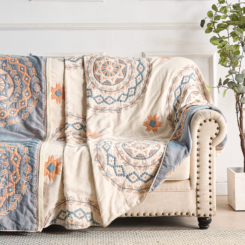 Boho-Inspired Cotton Throw Blanket with Mandala Design – Multi-Purpose Home Decor, Soft and Machine Washable 5