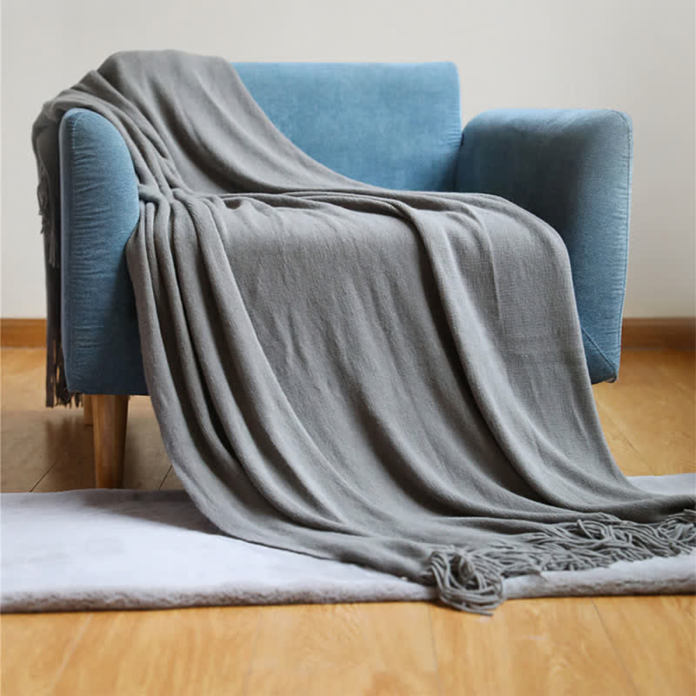 Chunky Knit Throw Blanket with Tassels – Soft Acrylic Blanket for Home, Travel, and Cozy Comfort 11
