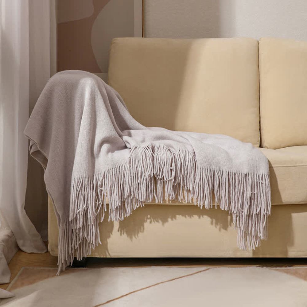 Chunky Knit Throw Blanket with Tassels – Soft Acrylic Blanket for Home, Travel, and Cozy Comfort 8