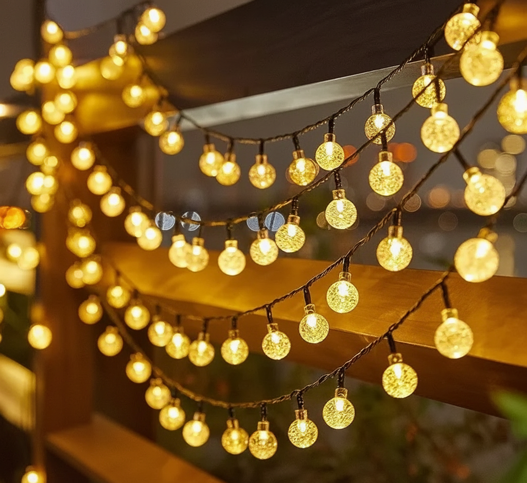 Solar Crystal Globe LED String Lights - 60 LEDs, 8 Modes, Waterproof Outdoor Fairy Lights for Party Decor
