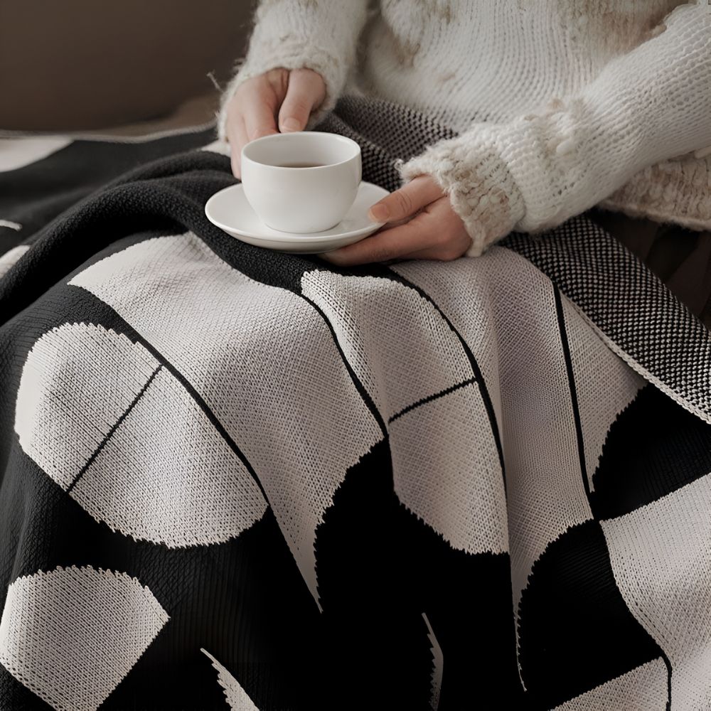 Monochrome Geometric Throw Blanket – Soft Microfiber, 51x67 2