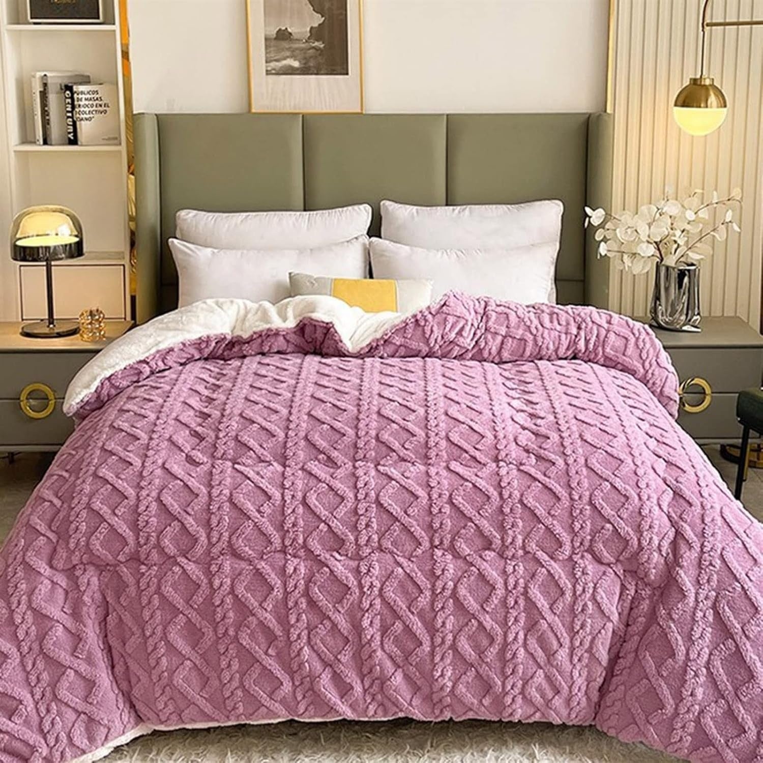 Reversible Sherpa Throw Blanket with Geometric Pattern – Soft and Cozy Winter Comfort, Cloud-Soft Texture, Machine Washable 9