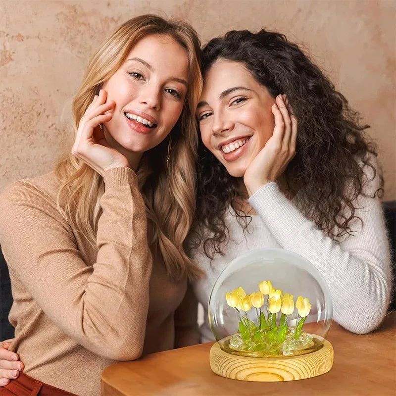 Colorful LED Tulip Night Light – DIY Handmade Decorative Lamp for Bedroom, Battery Operated, Multi-Color Design-2