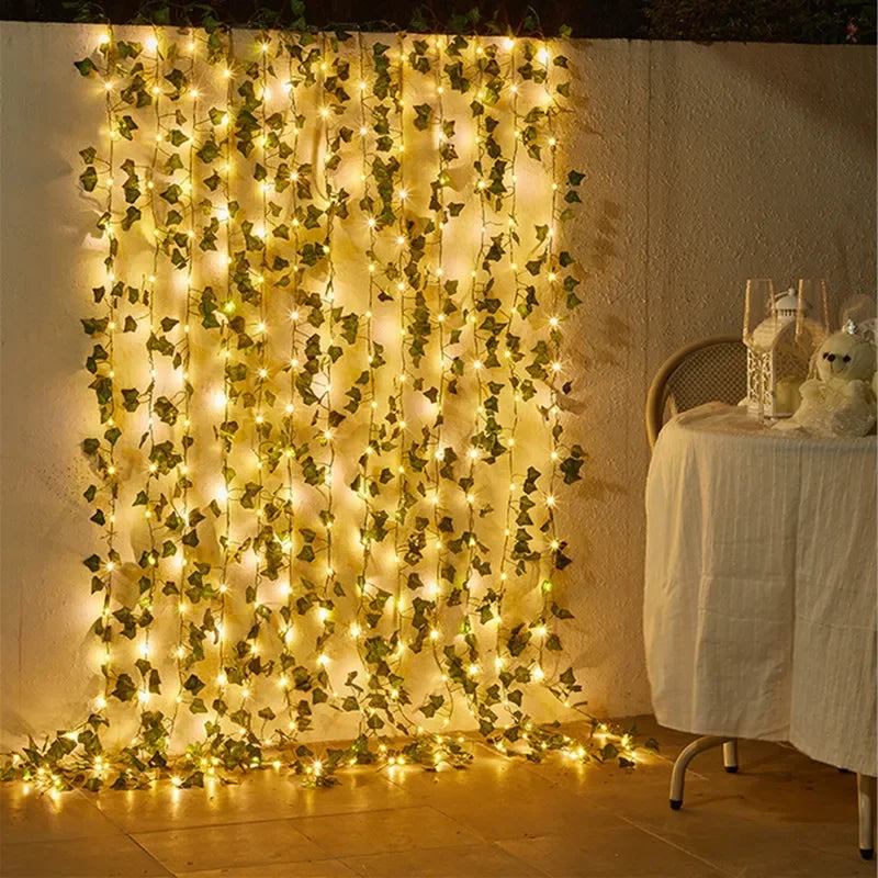 Battery-Powered Green Leaf Fairy Lights – LED String Lights for Indoor and Outdoor Decor, Perfect Party and Garden Lighting-2