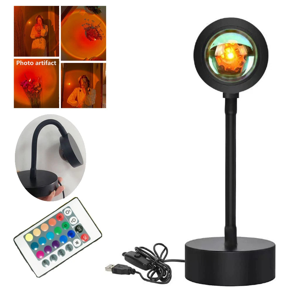 Variant image for LED Sunset Lamp Projector with 16 Color Options and Remote Control – Adjustable Mood Lighting for Home and Photography-3