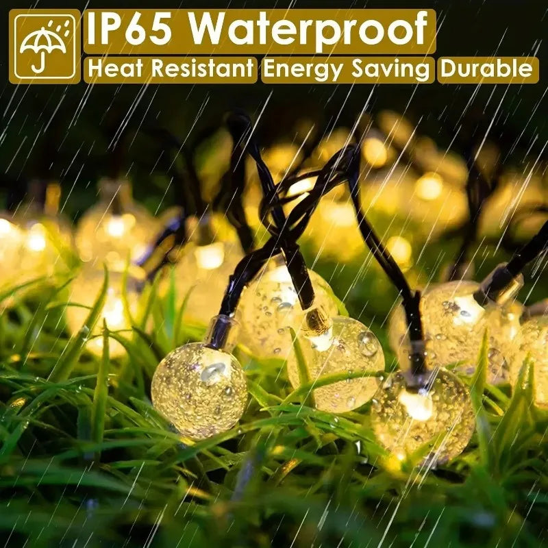 Solar Crystal Globe LED String Lights - 60 LEDs, 8 Modes, Waterproof Outdoor Fairy Lights for Party Decor 2