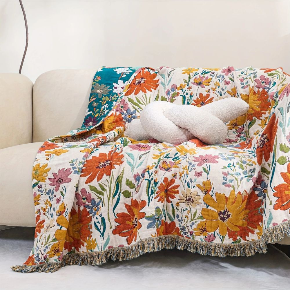 Wildflower Garden Cotton Blanket – Lightweight Floral Throw for Year-Round Comfort 2