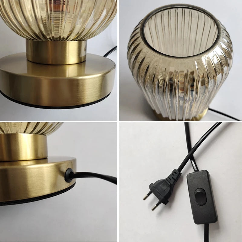 Nordic Glass Table Lamp – Modern Stained Glass Accent Light-4