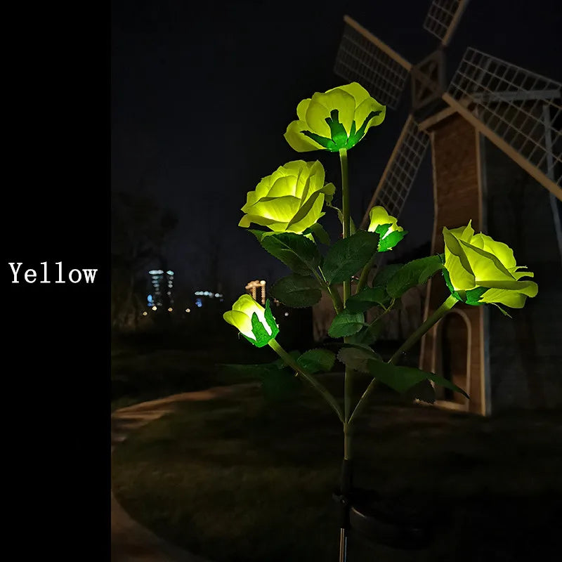 5 Heads Solar Garden Lights - Elegant Flower Design for Outdoor Ambiance, 10+ Hours Illumination 10
