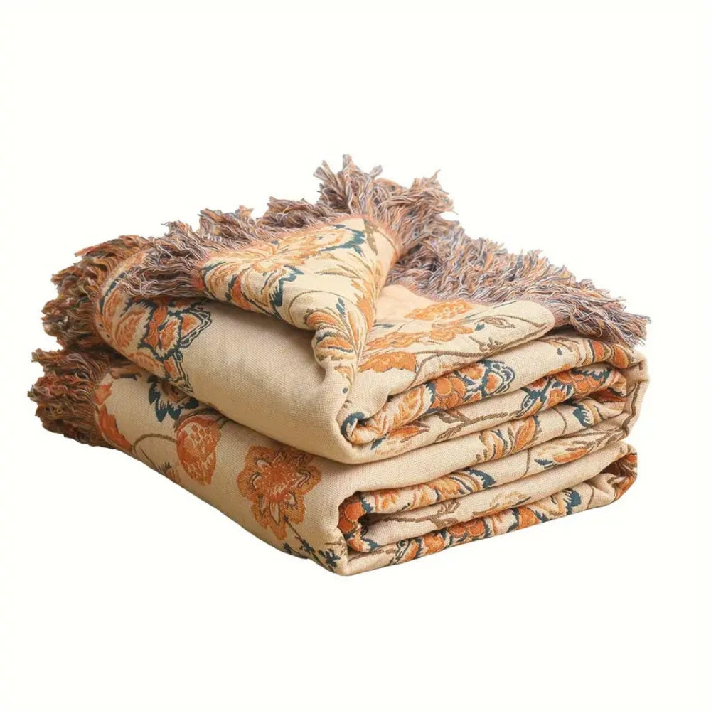 Boho Cotton Throw Blanket - Versatile 100% Cotton Sofa and Bed Decor, Machine Washable, Cozy Rustic Style 6