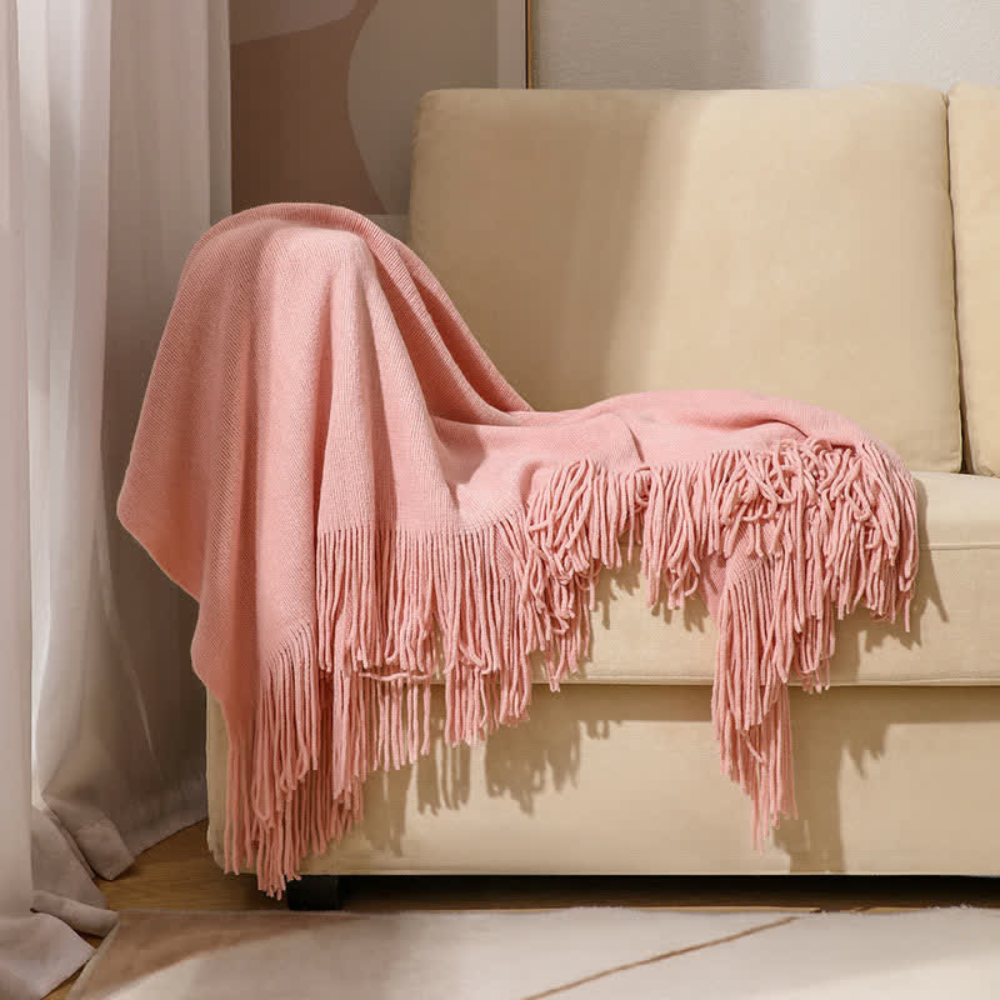 Chunky Knit Throw Blanket with Tassels – Soft Acrylic Blanket for Home, Travel, and Cozy Comfort 4