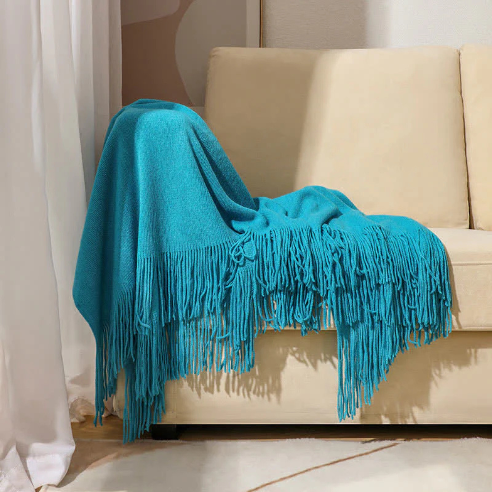 Chunky Knit Throw Blanket with Tassels – Soft Acrylic Blanket for Home, Travel, and Cozy Comfort 5