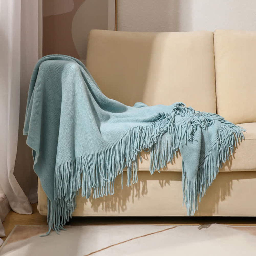 Chunky Knit Throw Blanket with Tassels – Soft Acrylic Blanket for Home, Travel, and Cozy Comfort 6