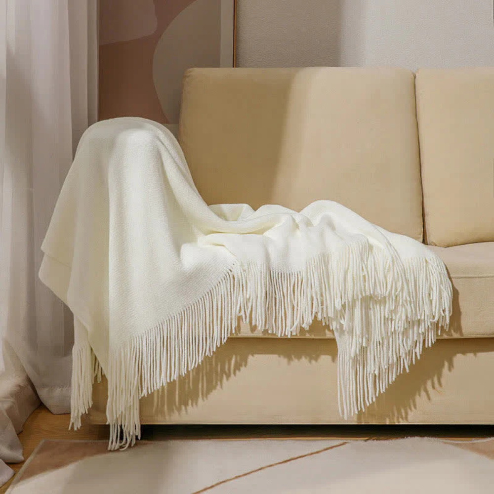 Chunky Knit Throw Blanket with Tassels – Soft Acrylic Blanket for Home, Travel, and Cozy Comfort 7
