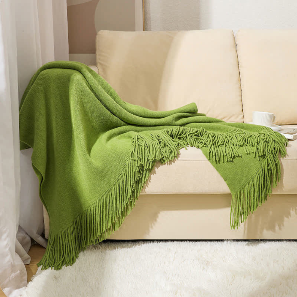 Chunky Knit Throw Blanket with Tassels – Soft Acrylic Blanket for Home, Travel, and Cozy Comfort 9