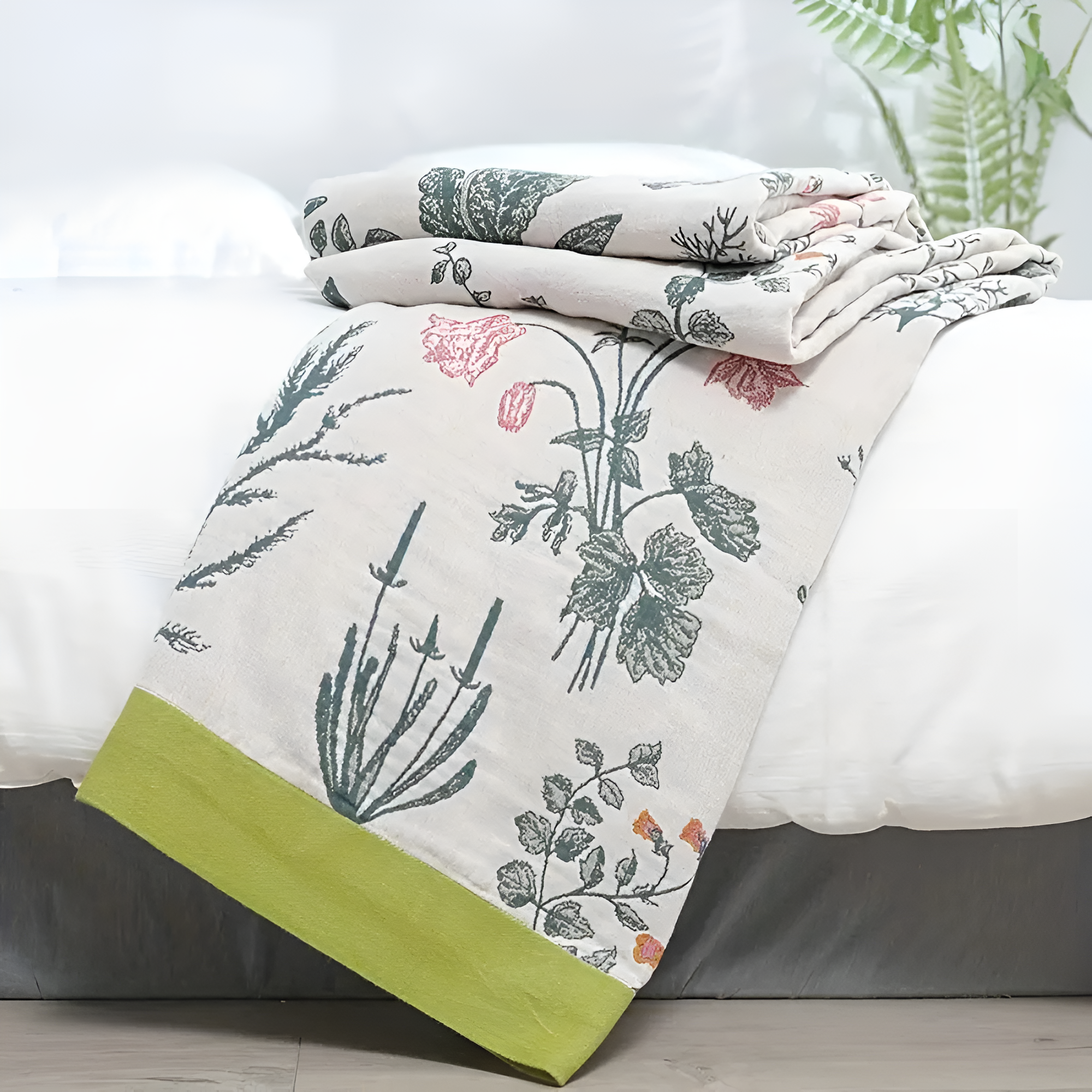 Farmhouse Floral Cotton Gauze Blanket – Lightweight and Reversible Design 4