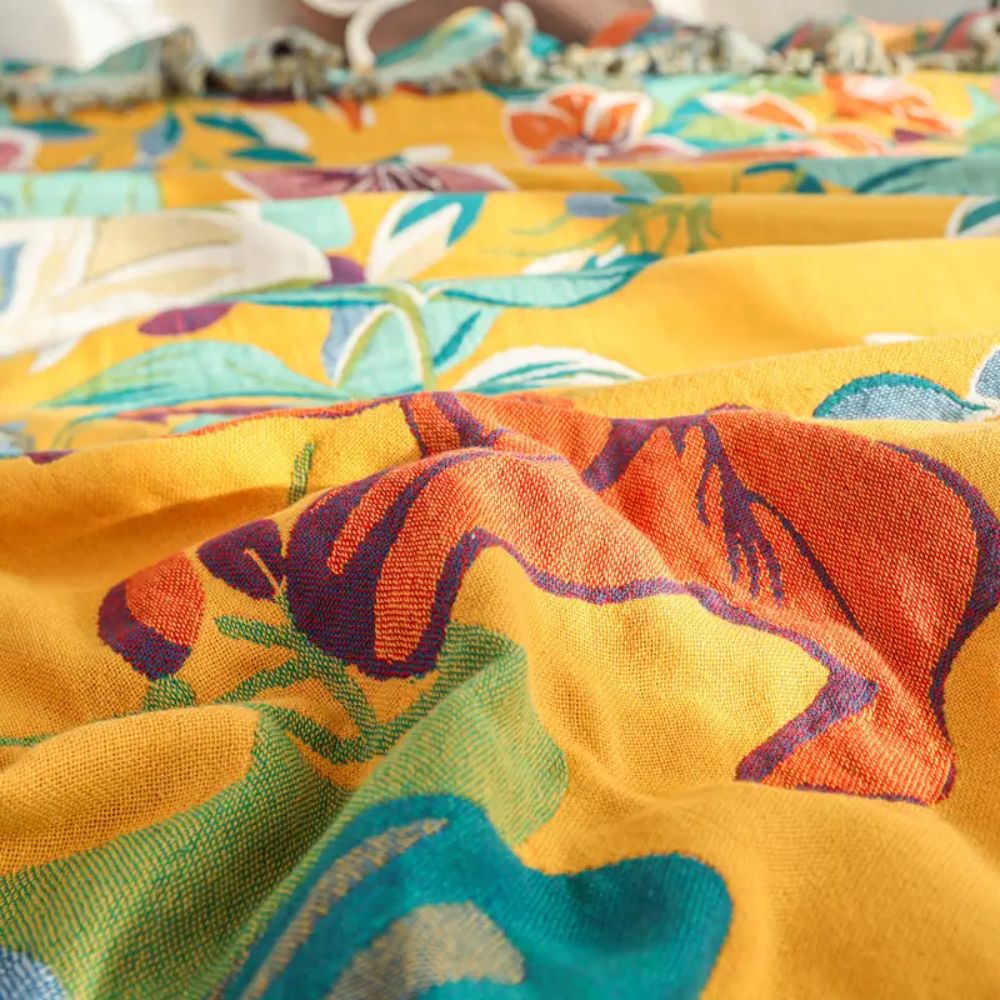 Festival Tropics Cotton Blanket – Soft Tropical-Inspired Throw for Home Décor 3