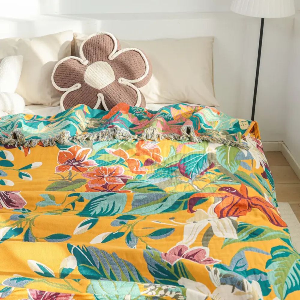 Festival Tropics Cotton Blanket – Soft Tropical-Inspired Throw for Home Décor 6