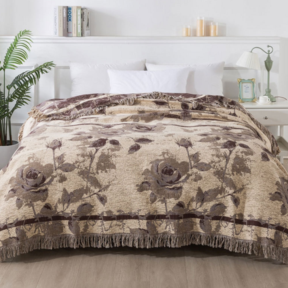 Floral Jacquard Cotton Throw Blanket – Lightweight and Cozy for All Seasons 2