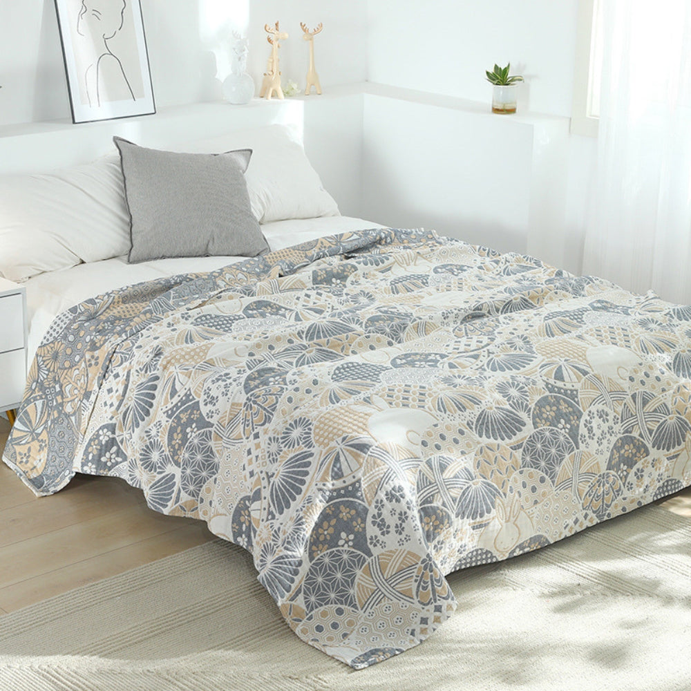 Four-Layer Cotton Blanket - Lightweight Breathable Throw Blanket for Year-Round Comfort in Multiple Colors 0