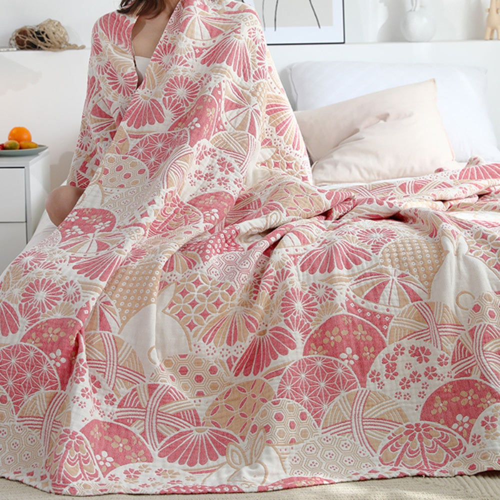 Four-Layer Cotton Blanket - Lightweight Breathable Throw Blanket for Year-Round Comfort in Multiple Colors 1