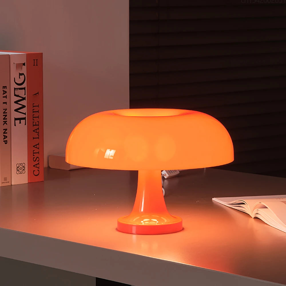 Modern Mushroom Table Lamp with Adjustable Brightness – USB and Type-C Charging, Color Options for Bedroom or Desk