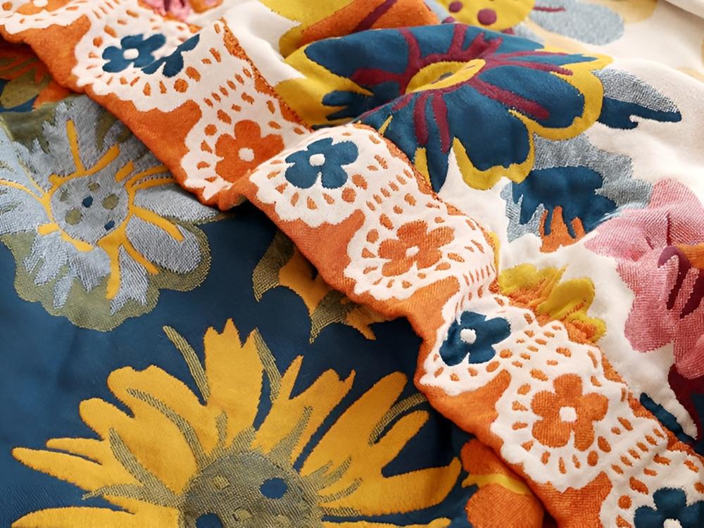 Reversible Bright Flower Cotton Throw Blanket – Eco-Friendly, Soft, Multi-Purpose Use for Sofa or Bed 5