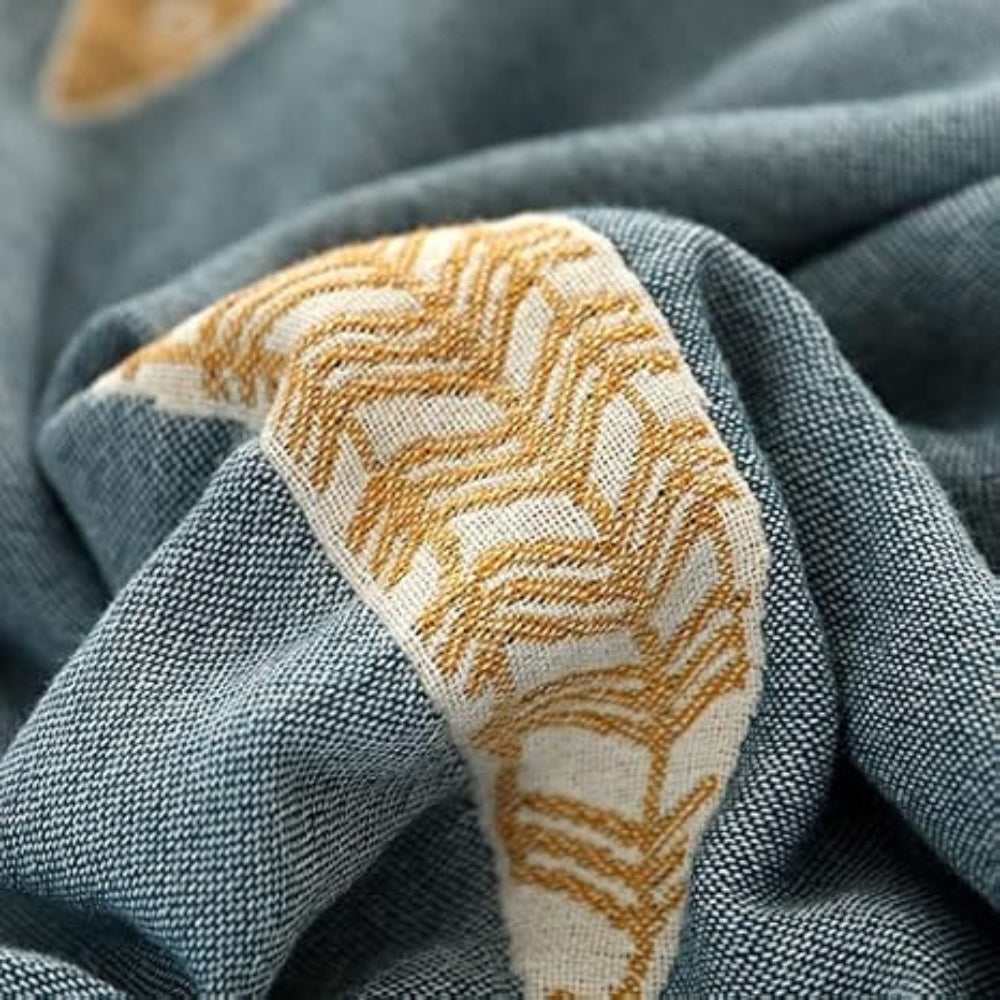 Reversible Cotton Gauze Throw Blanket with Golden Fish Design – Soft, Breathable, All-Season Comfort 6