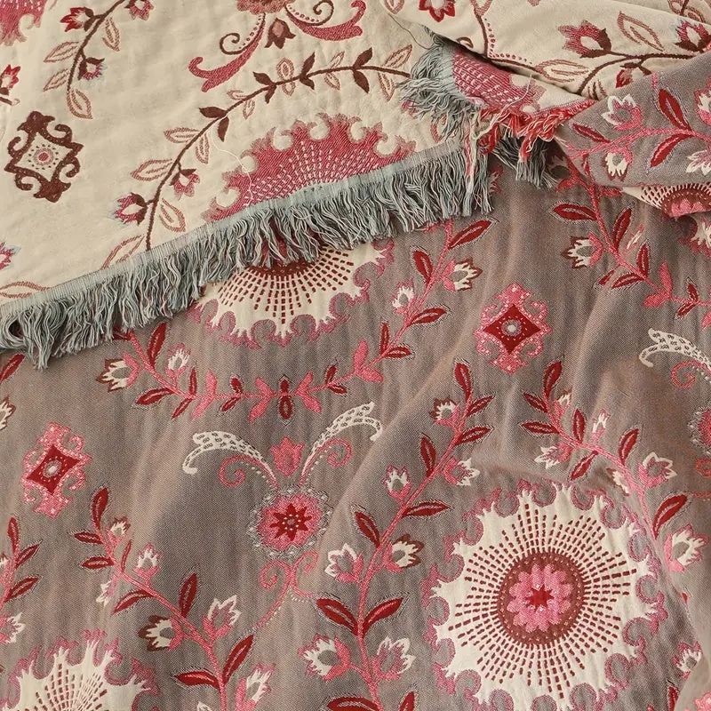 Reversible Cotton Throw Blanket – Lightweight Retro Mandala Design for Sofa, Bed, and Picnic Use 8