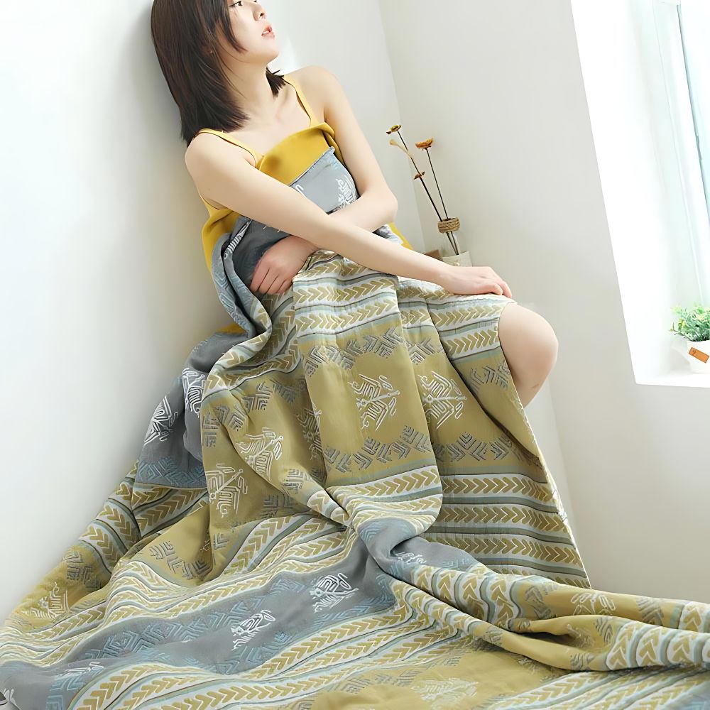 Reversible Cotton Throw Blanket – Lightweight, Soft, and Versatile Bedding for Cozy Comfort 3