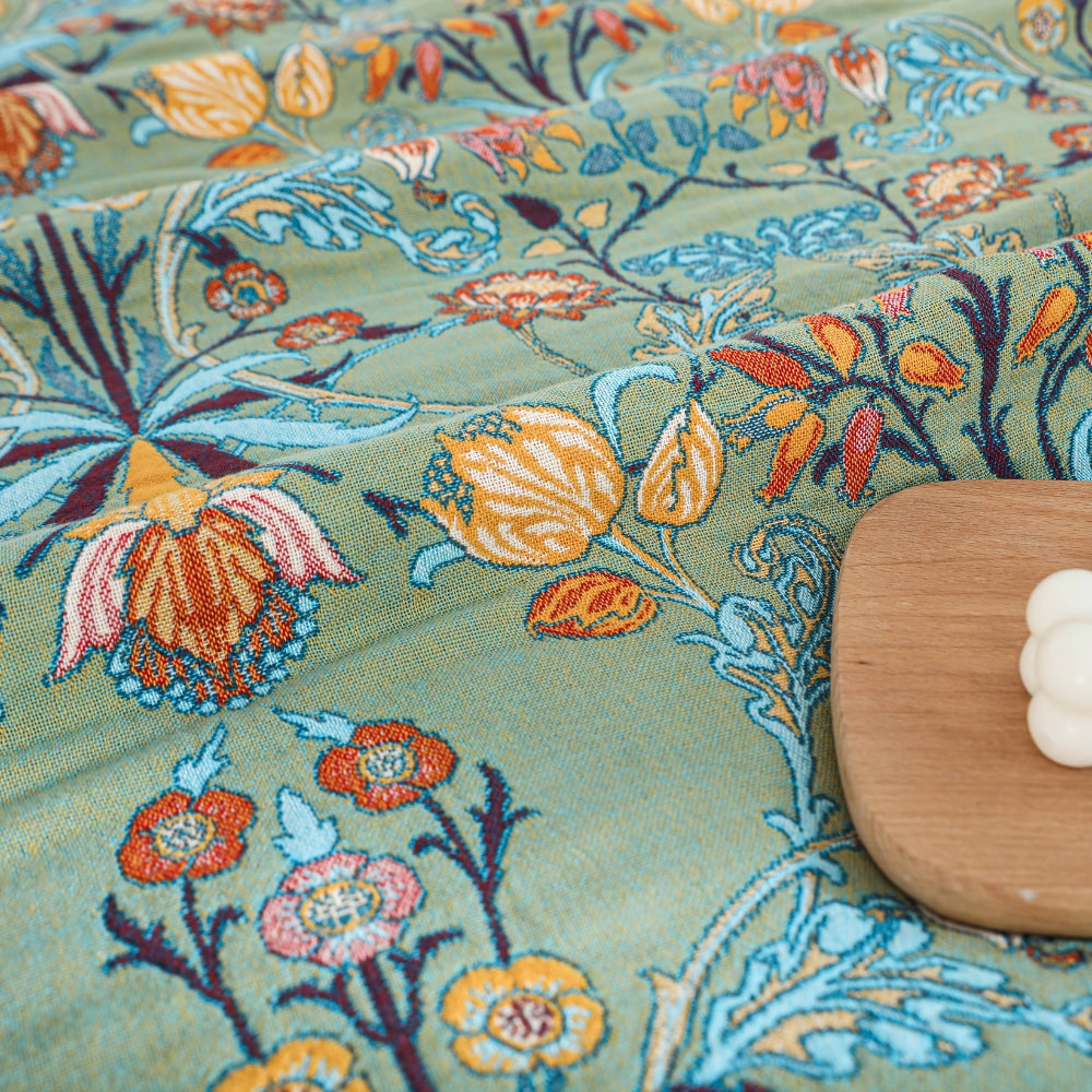 Reversible Floral Cotton Blanket Throw – Heavyweight Jacquard Design with Decorative Tassels, 200x230 cm 2