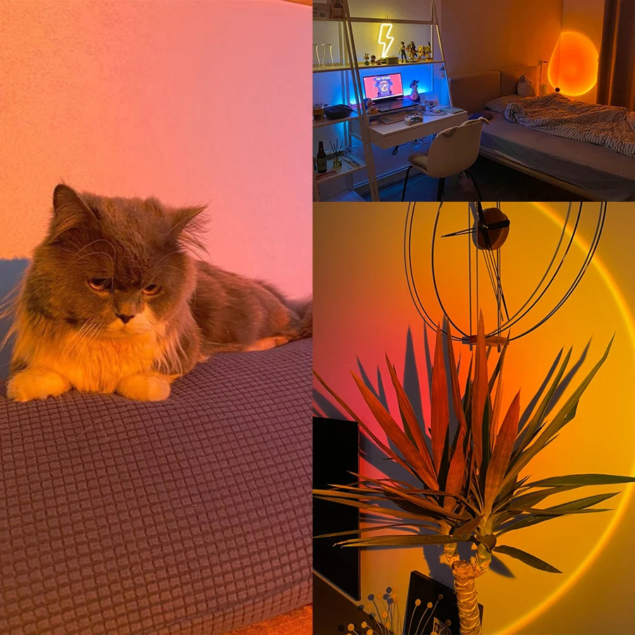 LED Sunset Lamp Projector with 16 Color Options and Remote Control – Adjustable Mood Lighting for Home and Photography-2