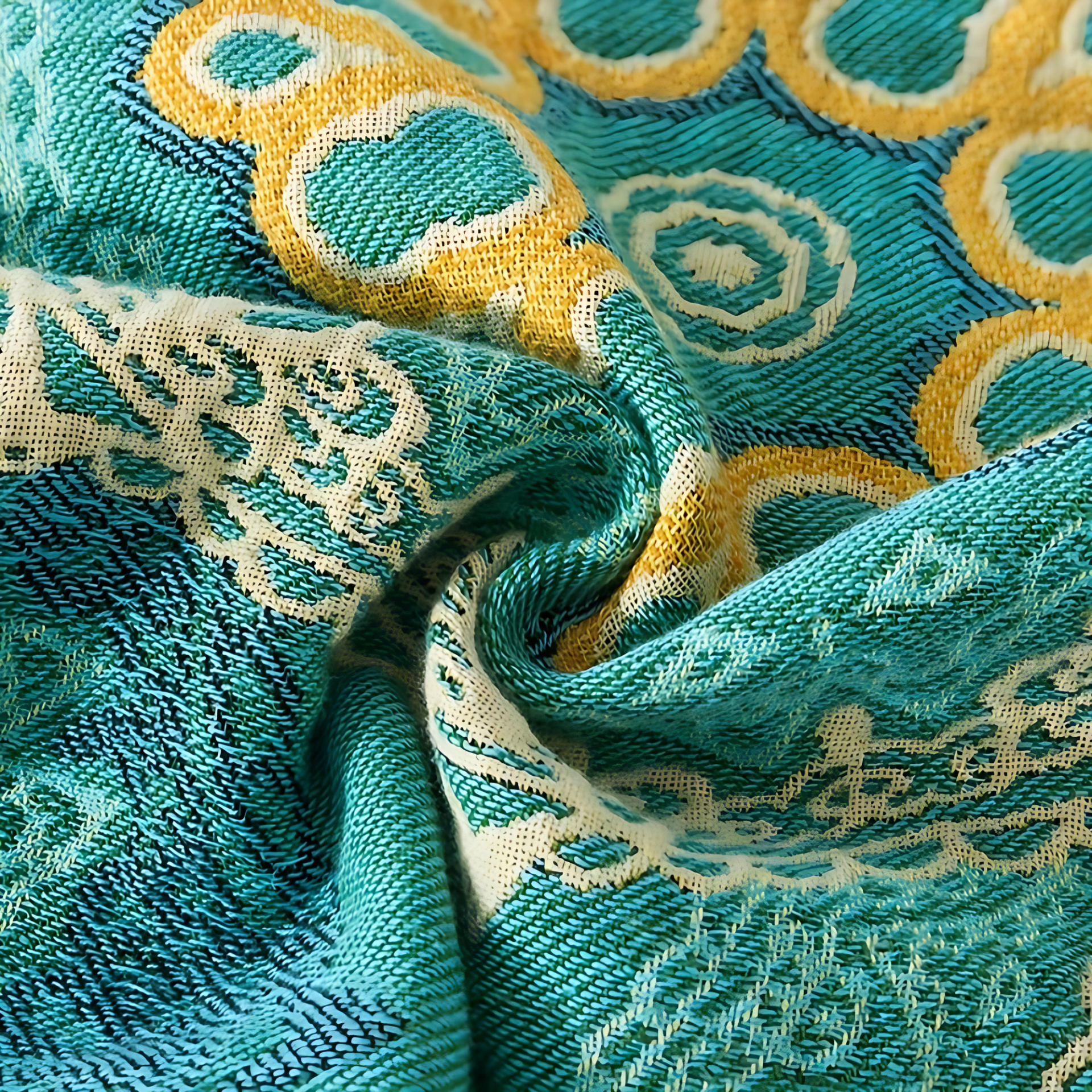 Teal Mandala Cotton Blanket – Lightweight Four-Season Cozy Throw 3