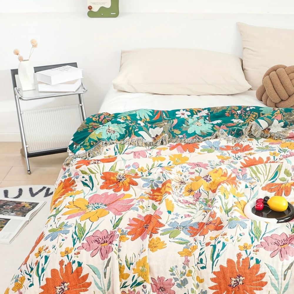 Wildflower Garden Cotton Blanket – Lightweight Floral Throw for Year-Round Comfort 3