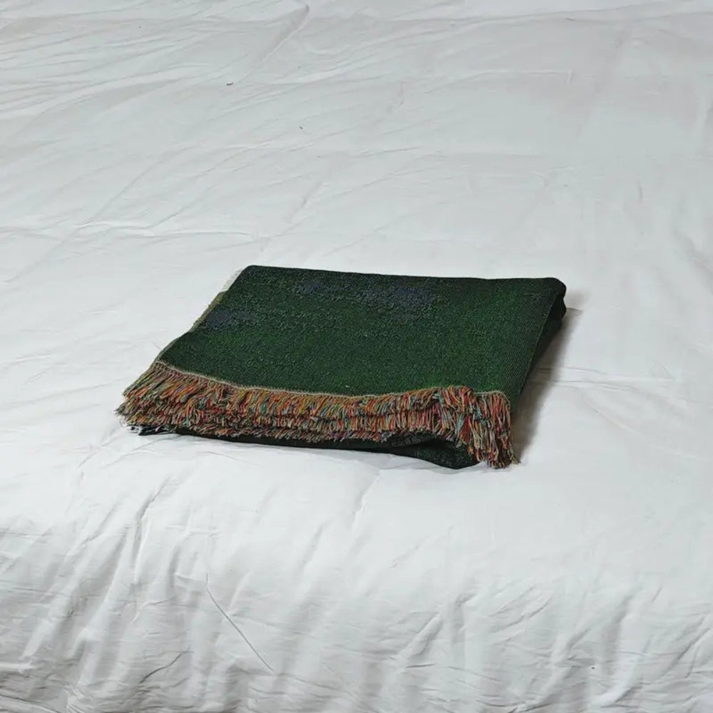 Woven Throw Blanket with Sheep Pattern – Soft Microfiber-Cotton Blend, Tassel Trim, Cozy Decor for Sofa and Bed 6