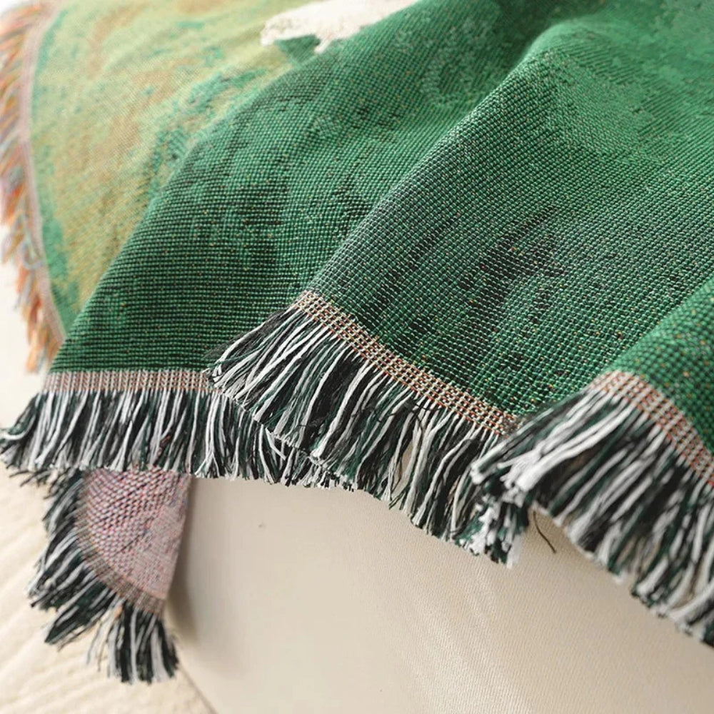 Woven Throw Blanket with Sheep Pattern – Soft Microfiber-Cotton Blend, Tassel Trim, Cozy Decor for Sofa and Bed 7