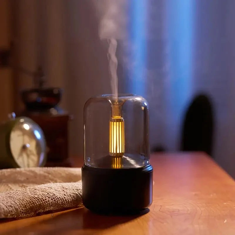 Elegant Aroma Diffuser Lamp with LED Flame – Aromatherapy Electric Diffuser for Essential Oils, Stylish Home Decor-1