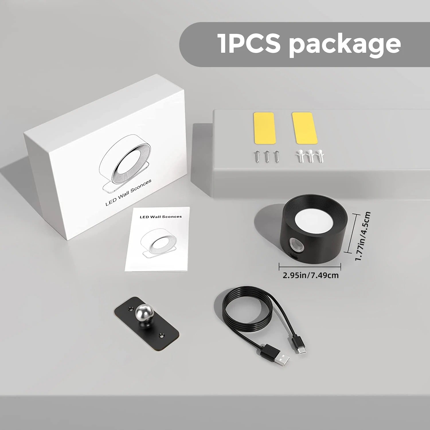 LED Wireless Wall Light - 360° Rotatable Touch Control